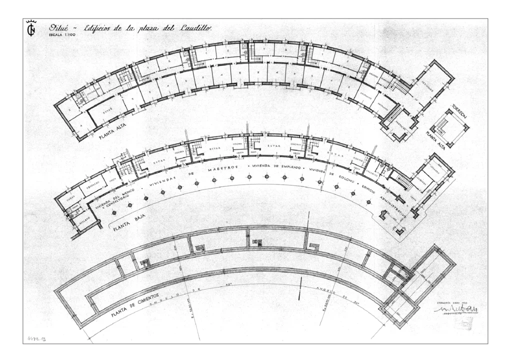 06 Planta-C Pueblo de Pilué Edificios de la plaza del caudillo