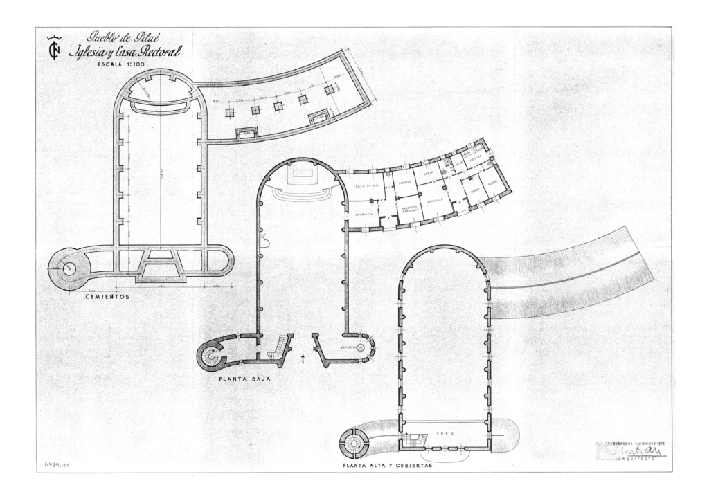 06 Planta-D Pueblo de Pilué Iglesia y casa rectoral