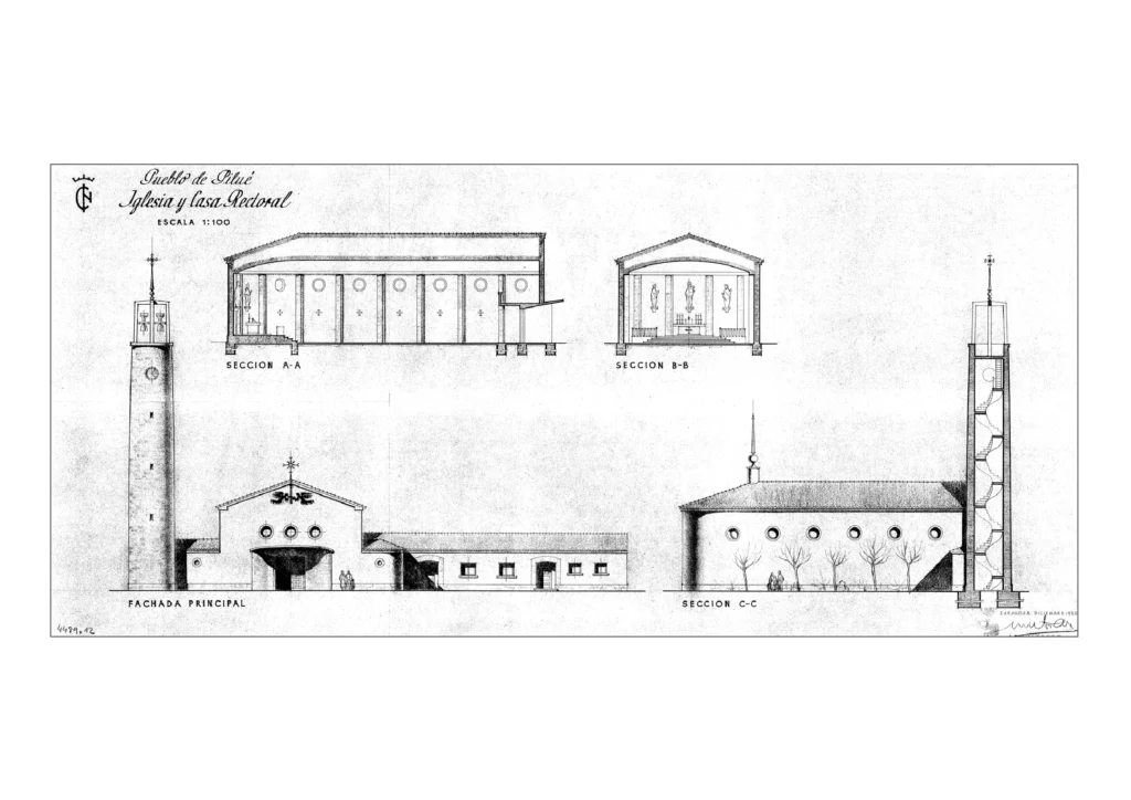 06 Planta-E Pueblo de Pilué Fachadas Iglesia y casa rectoral