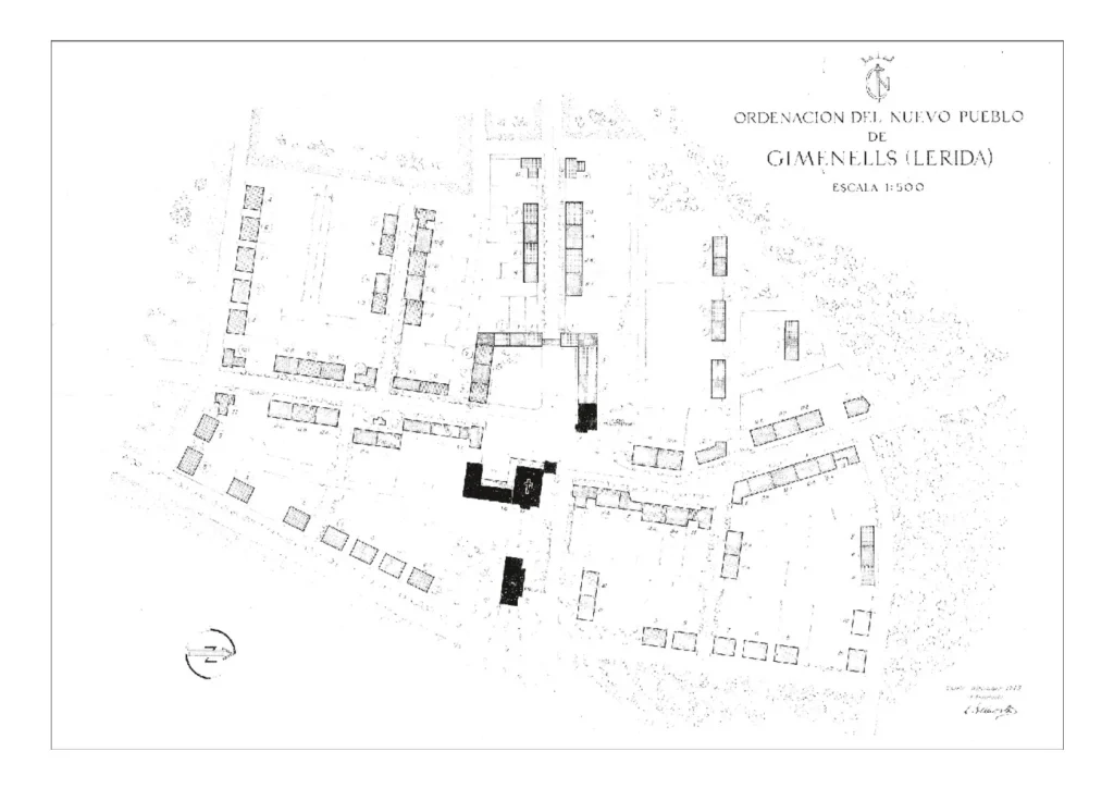 16 Plano-A Ordenación del nuevo pueblo de Gimenells (Lérida)