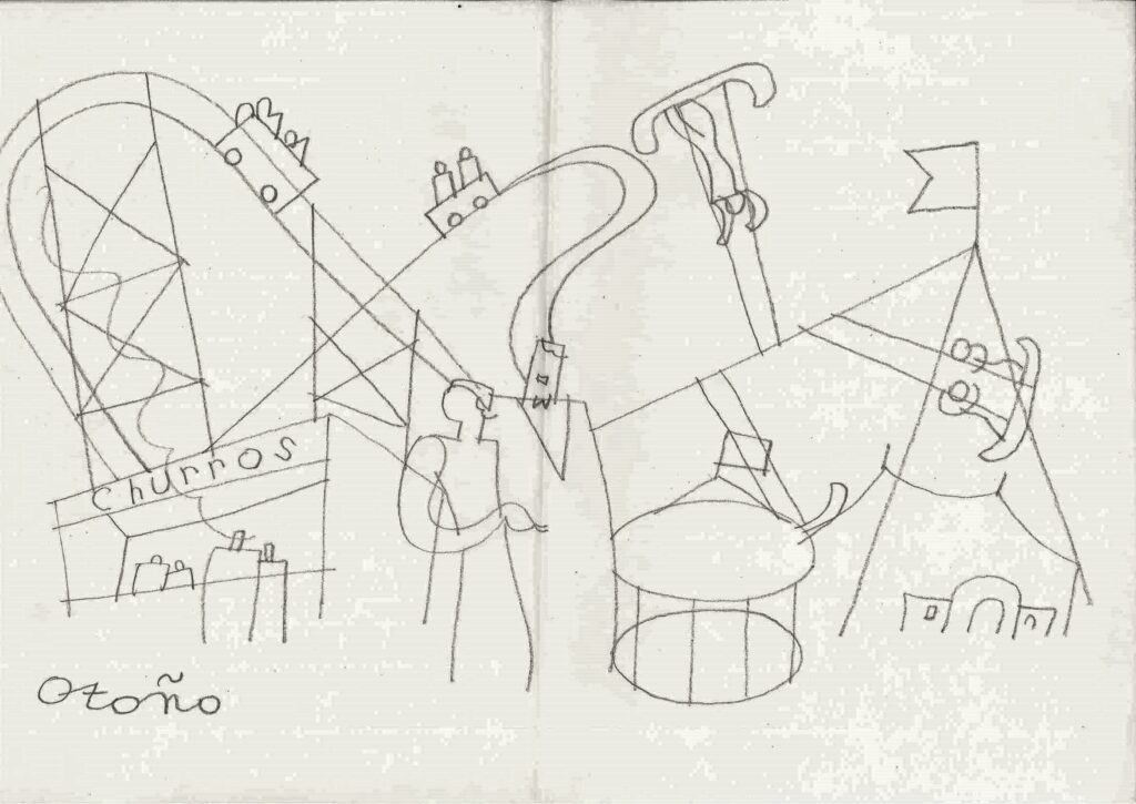 Boceto café Salduba mural otoño - José Borobio