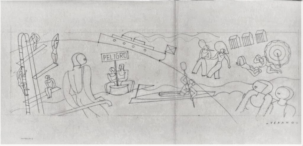 Boceto café Salduba mural verano - José Borobio