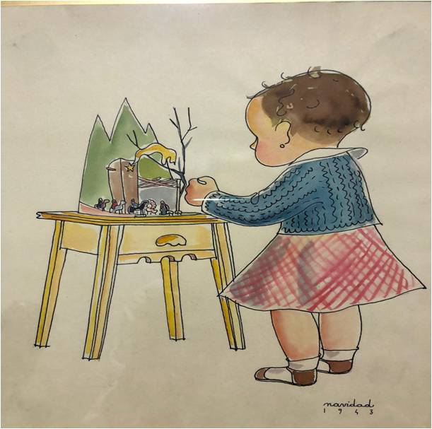 Niña y belén - José Borobio